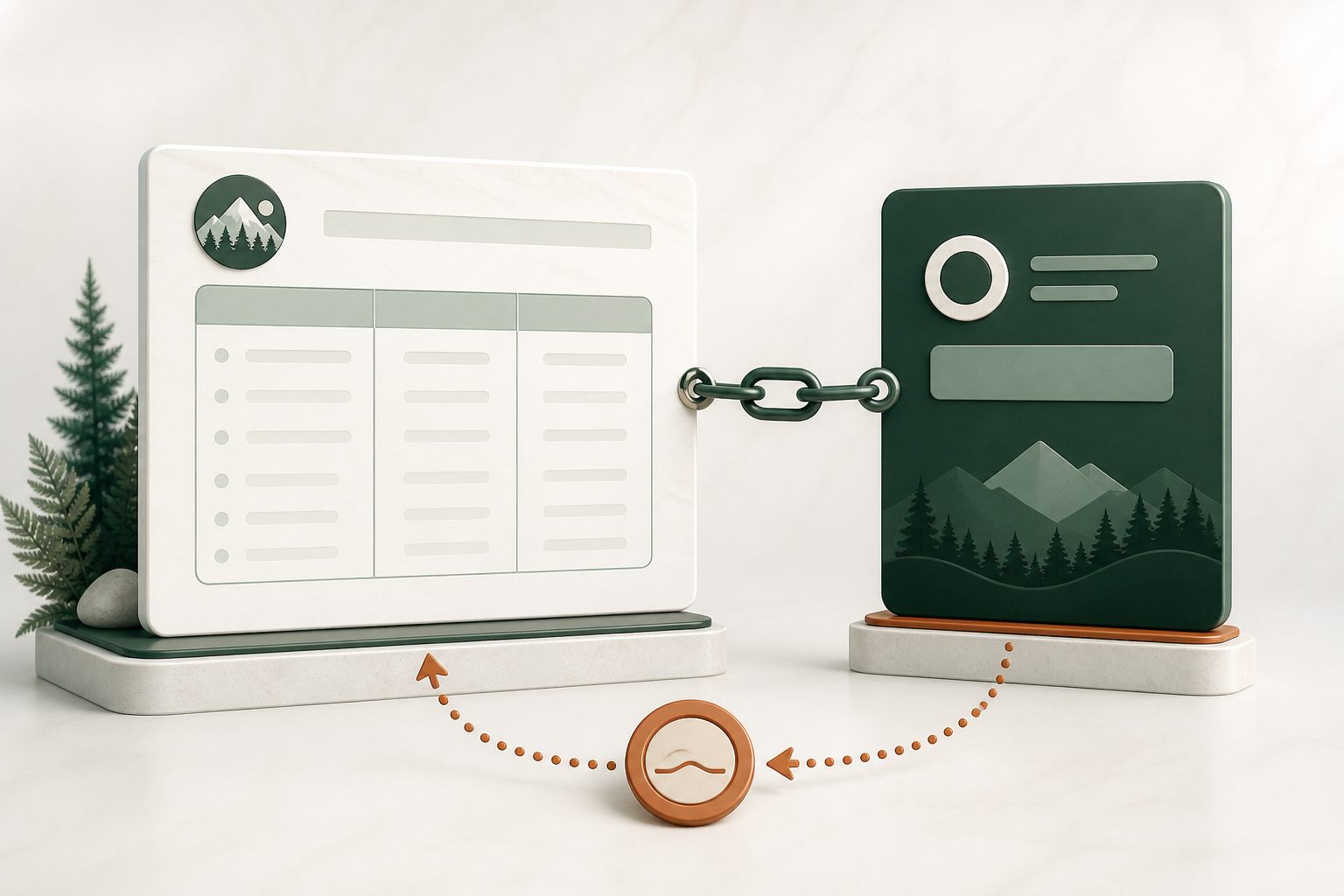 Comparison page linked to a separate operator card with a neutral return token