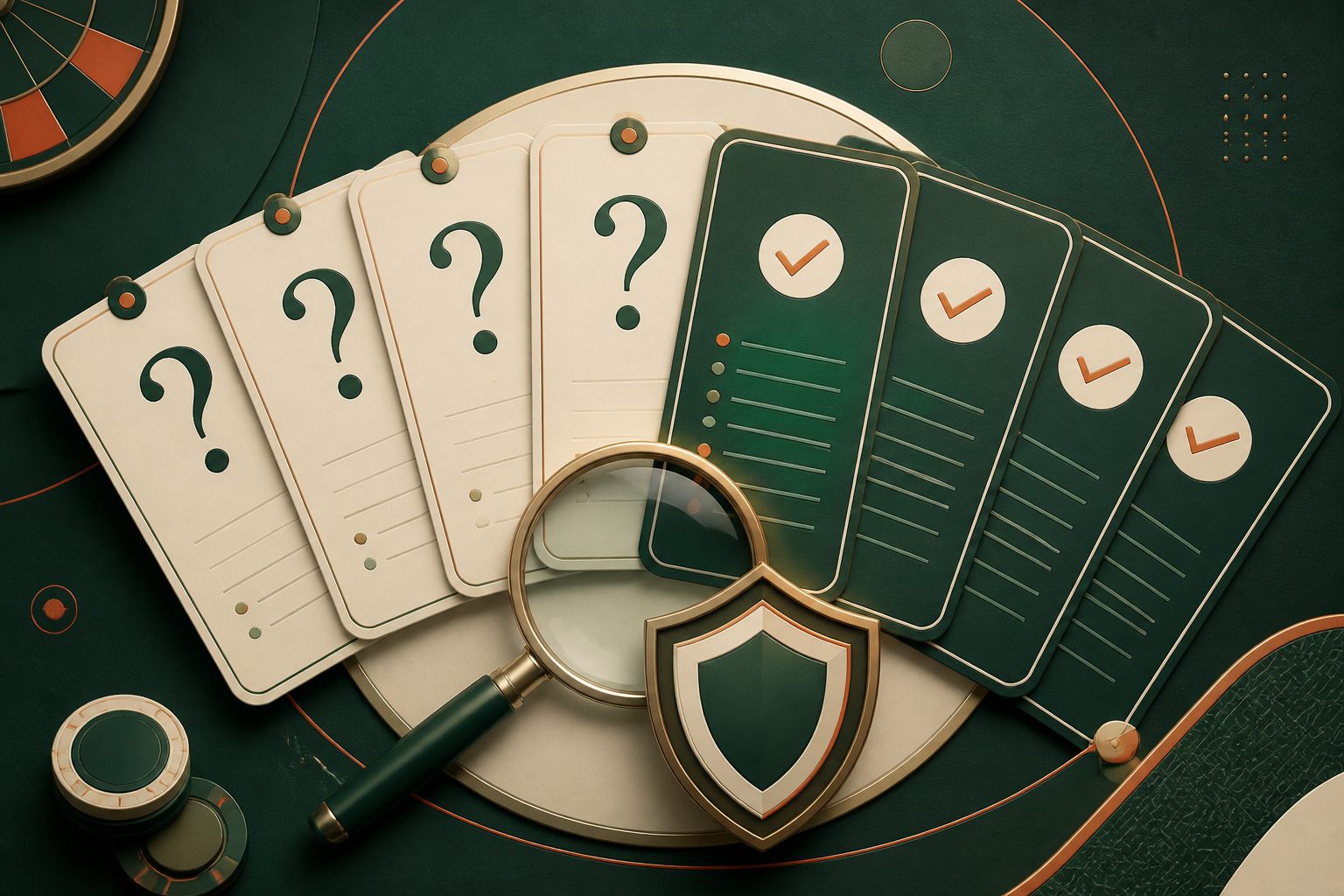 Question and answer cards with magnifier and shield