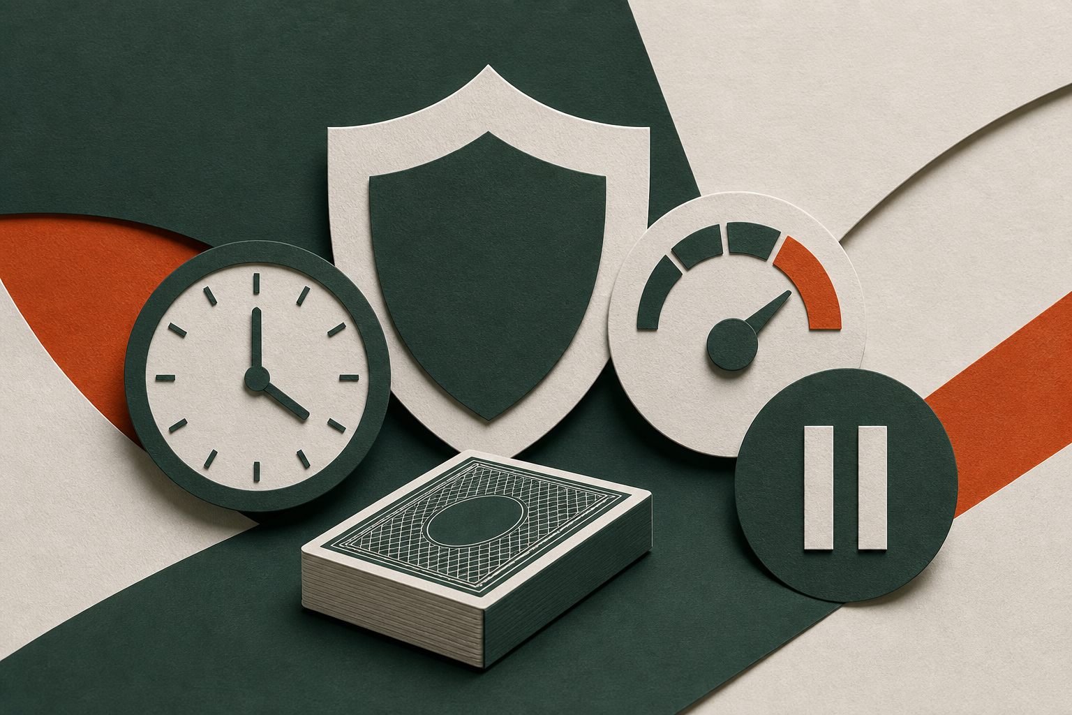 Paper shield, timer, limit dial, pause symbol and closed deck